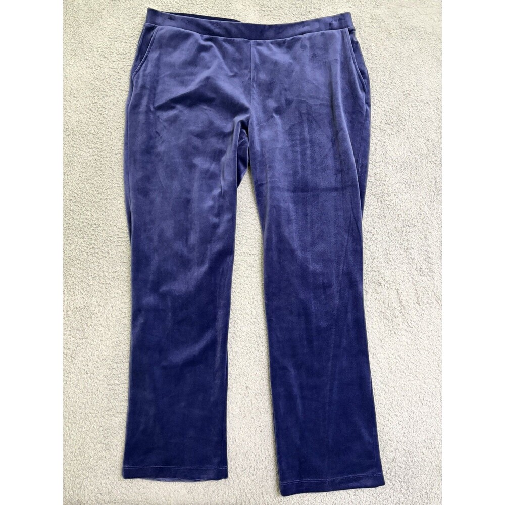 Chicos Zenergy Velour Pinktuck Pants Size 3 US 16/18 Blue Ankle Pull On (XL)